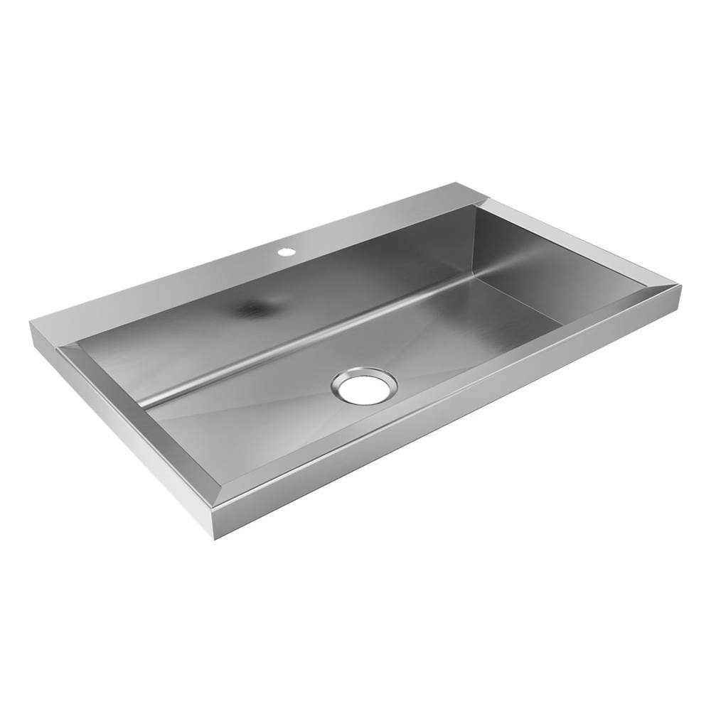 Just Manufacturing Stainless Steel 36'' x 22'' x 6-1/2'' Wall Hung Single Station 1-Hole Lavatory ADA Sink Enviro Kit