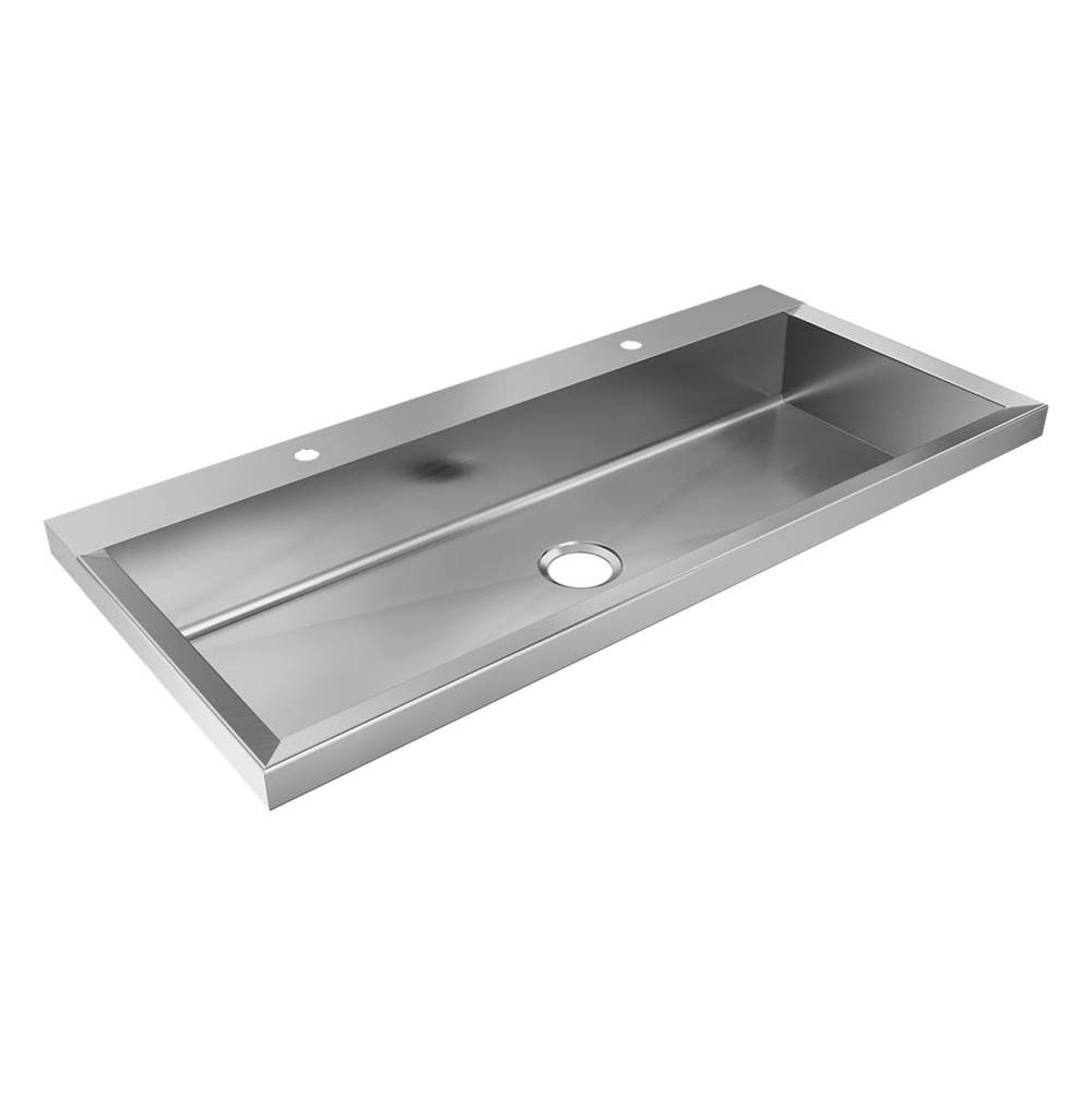 Just Manufacturing Stainless Steel 48'' x 22'' x 6-1/2'' Wall Hung Multi-Station 2-Hole Lavatory ADA Sink Enviro Kit