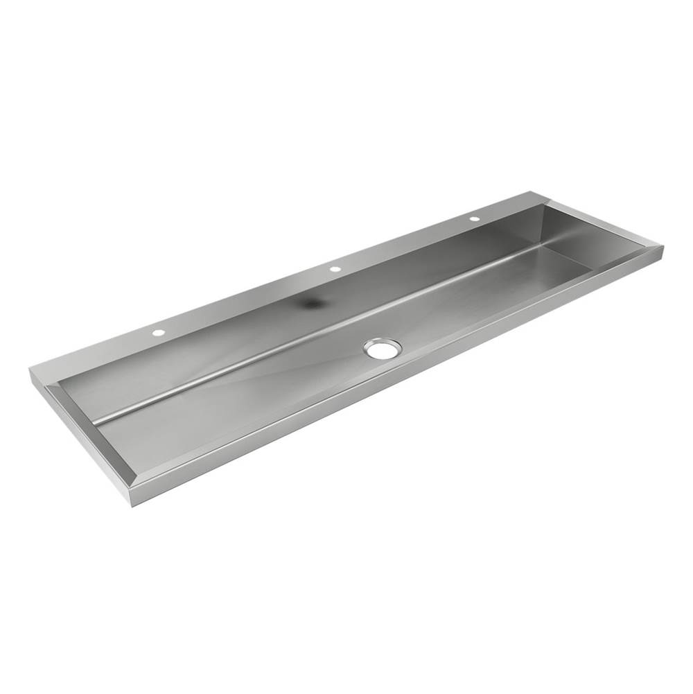 Just Manufacturing Stainless Steel 72'' x 22'' x 6-1/2'' Wall Hung Multi-Station 3-Hole Lavatory ADA Sink Enviro Kit