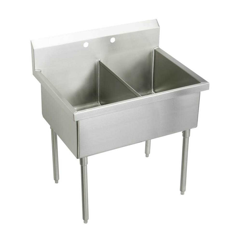 Just Manufacturing Stainless Steel 51'' x 27-1/2'' x 14'' Floor Mount Double 0-Hole Scullery Sink w/coved corners