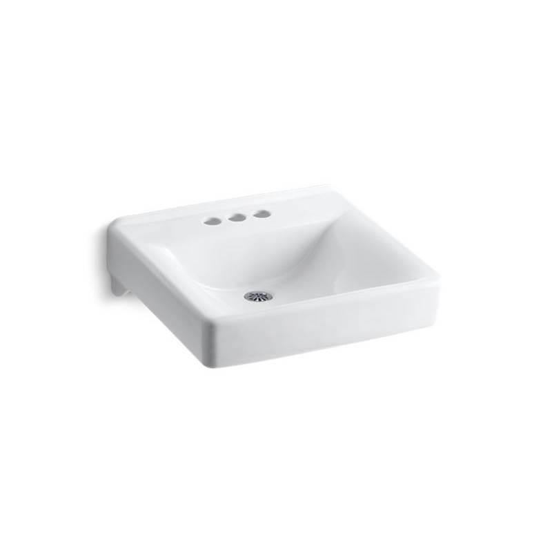 Kohler Soho® 20'' x 18'' wall-mount/concealed arm carrier bathroom sink with 4'' centerset faucet holes