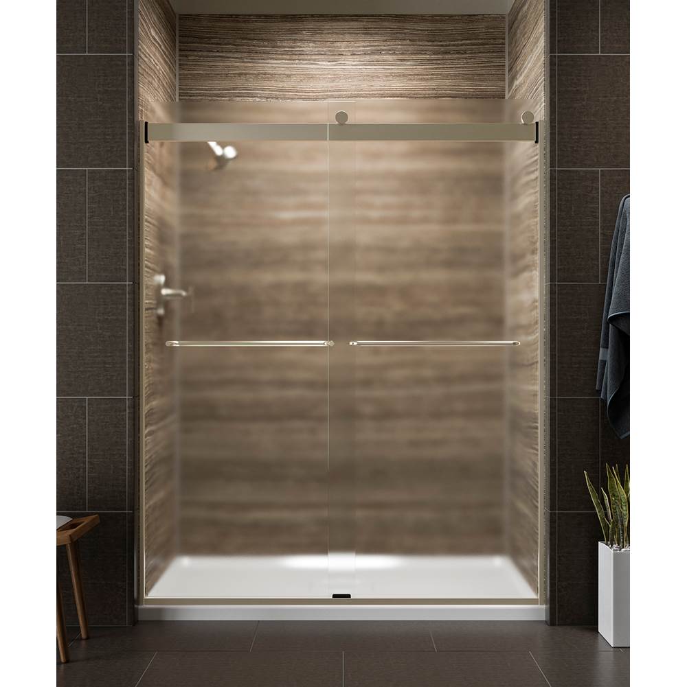 Kohler Levity® Sliding shower door, 74'' H x 56-5/8 - 59-5/8'' W, with 1/4'' thick Frosted glass