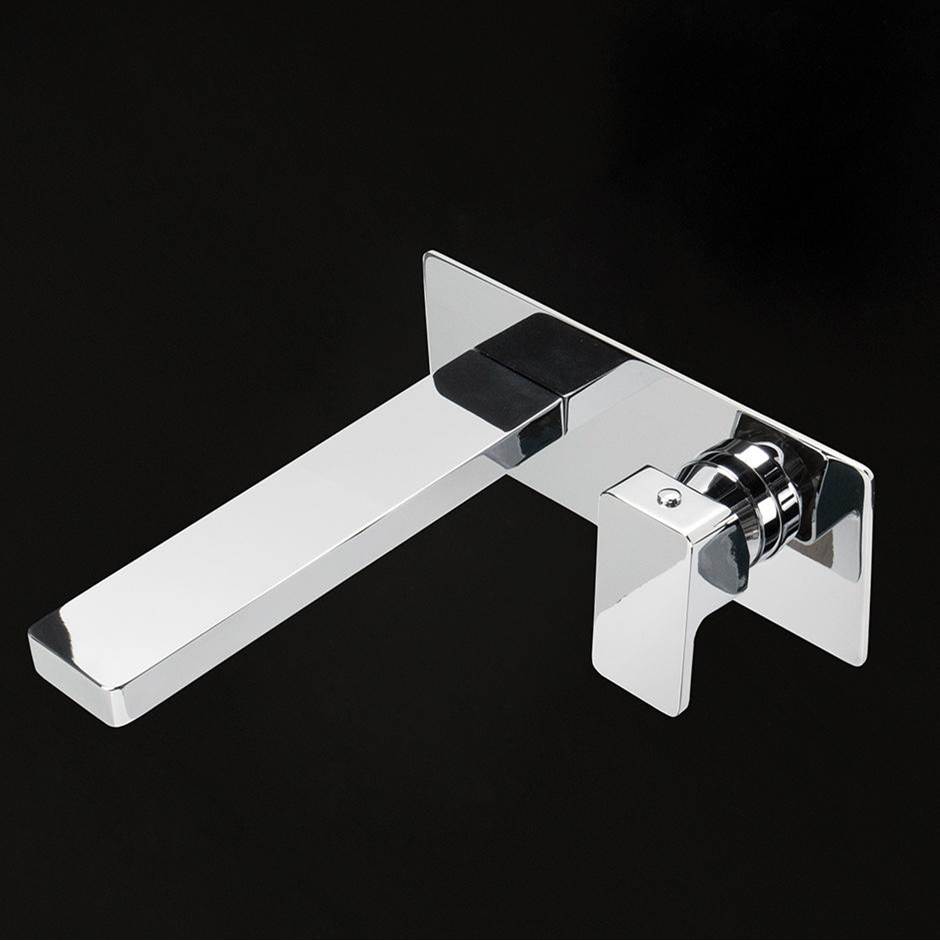 Lacava TRIM - Wall mount two hole faucet with one lever handle on the right and backplate SPOUT: 7 3/8'', SPREAD  4''