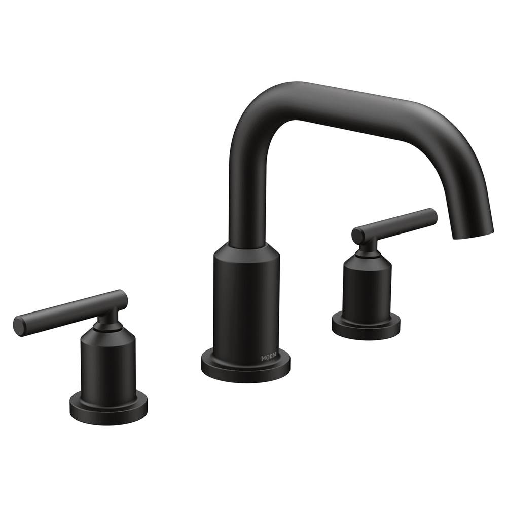 Moen Gibson Two-Handle Deck Mounted Modern Roman Tub Faucet, Valve Required, Matte Black