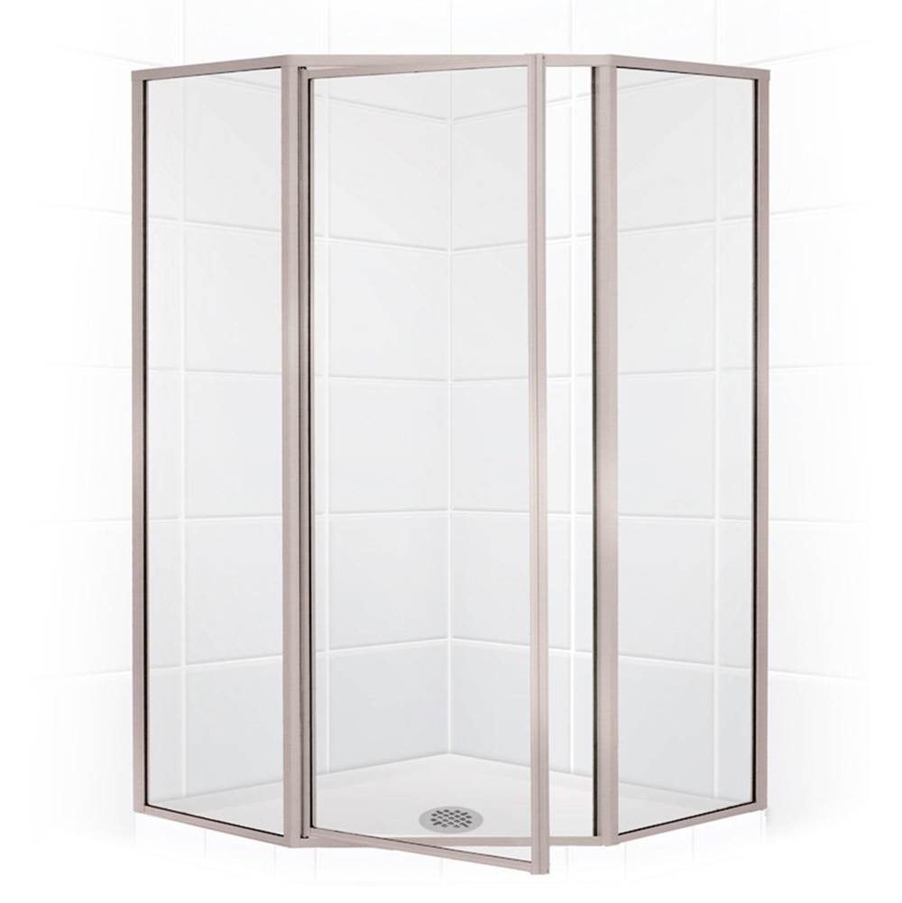 Mustee And Sons Neo Angle Shower Enclosure with Clear Glass, 42'', Brushed Nickel