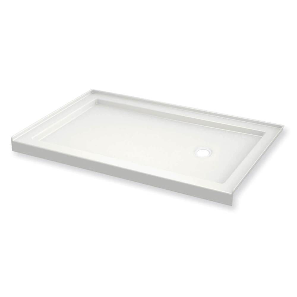 Maax B3Round 6030 Acrylic Alcove Shower Base in White with Left-Hand Drain