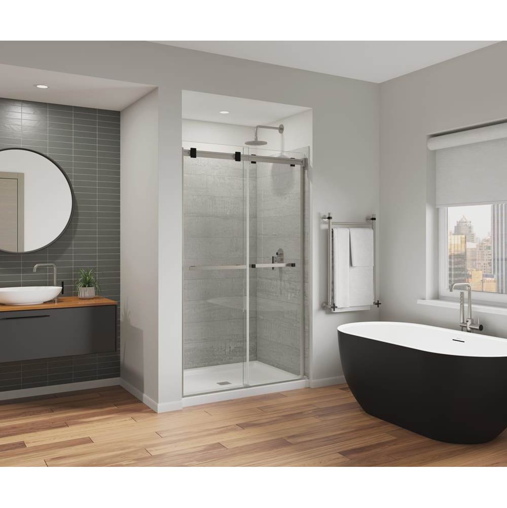 Maax Duel Alto 44-47 X 78 in. 8mm Bypass Shower Door for Alcove Installation with GlassShield® glass in Brushed Nickel & Matte Black
