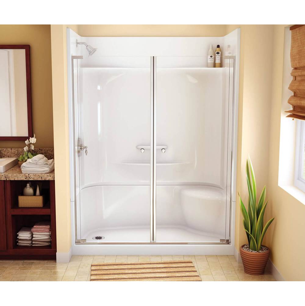 Maax KDS 3460 AFR AcrylX Alcove Center Drain Four-Piece Shower in White