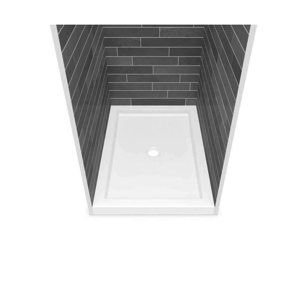 Maax B3Round 4836 Acrylic Alcove Deep Shower Base in White with Center Drain