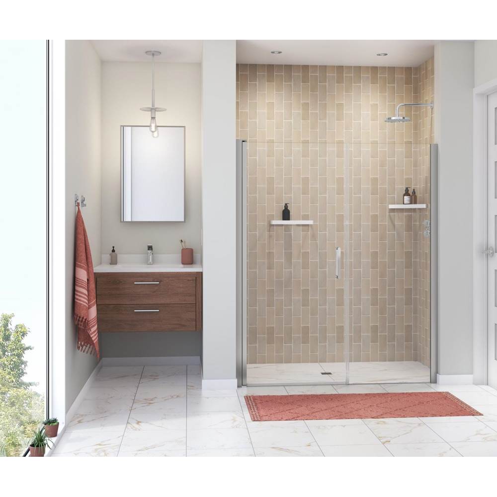 Maax Manhattan 53-55 x 68 in. 6 mm Pivot Shower Door for Alcove Installation with Clear glass & Round Handle in Chrome