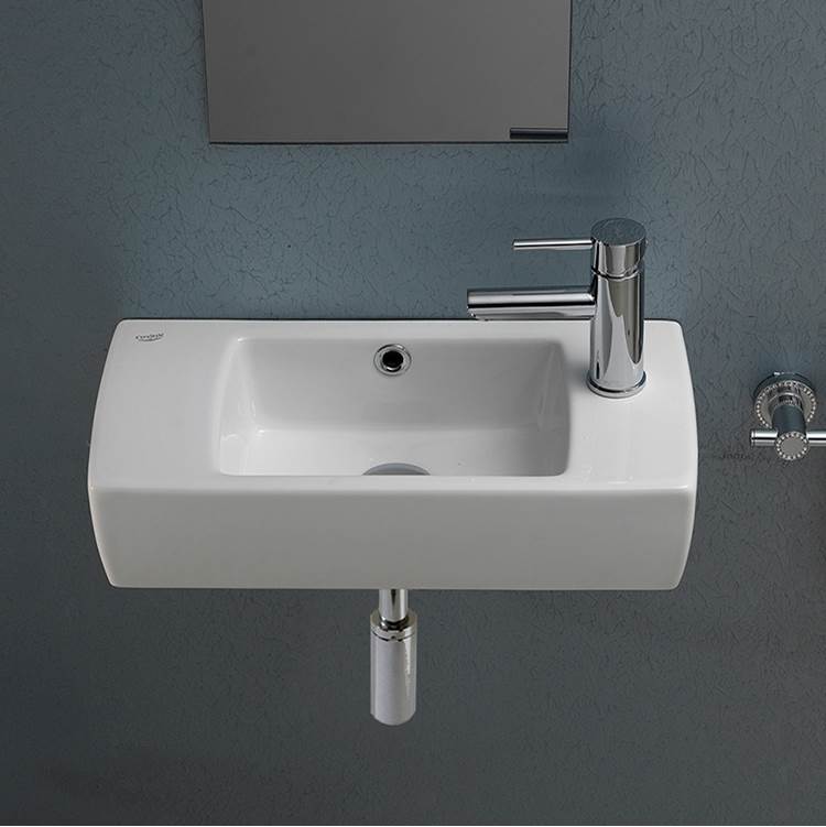 Nameeks Rectangular White Ceramic Wall Mounted or Self-Rimming Bathroom Sink