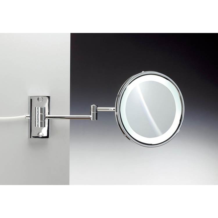 Nameeks Wall Mounted Brass LED Direct Wire Mirror With 5x Magnification