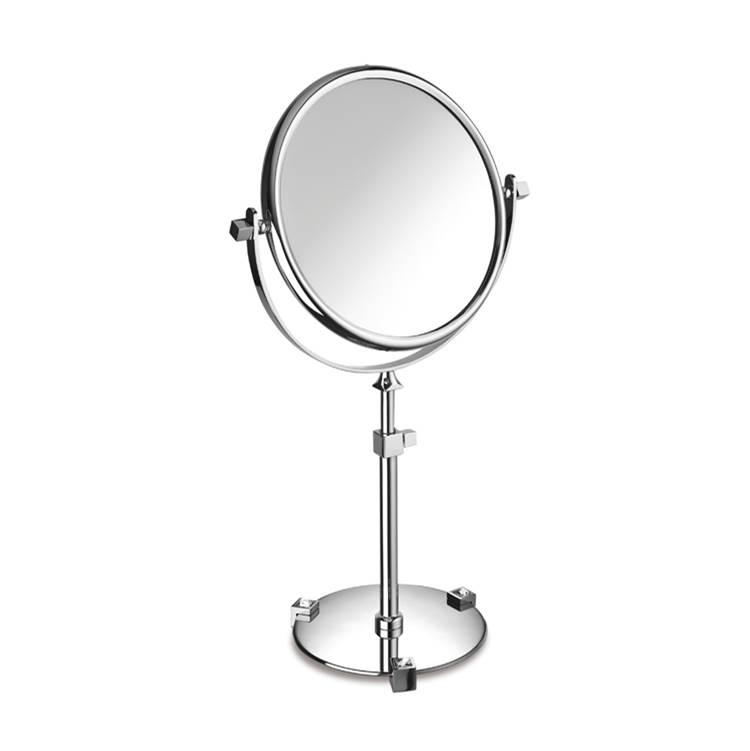 Nameeks Chrome or Gold Pedestal Double Face with White Crystals 5x Magnifying Mirror