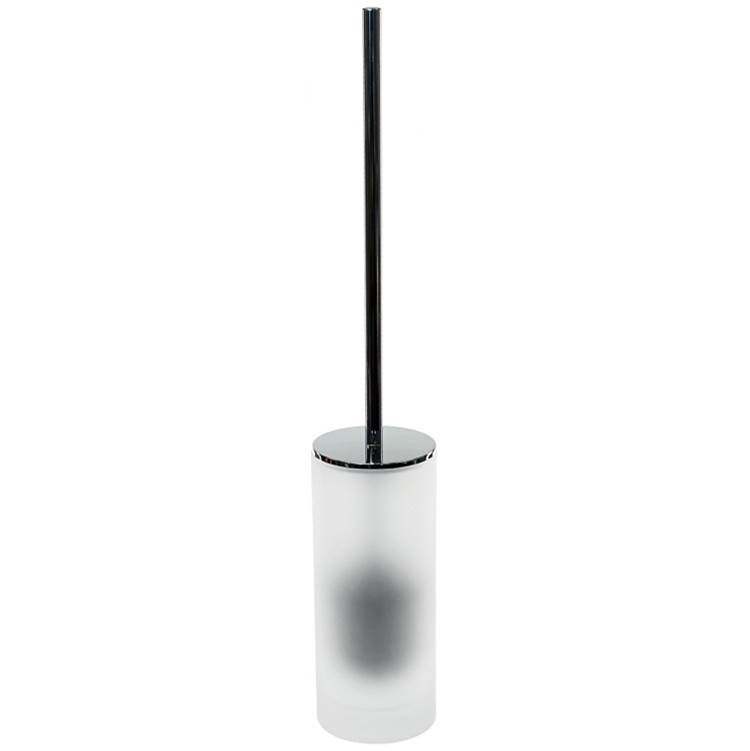 Nameeks White Toilet Brush Holder in Glass and Polished Chrome Steel