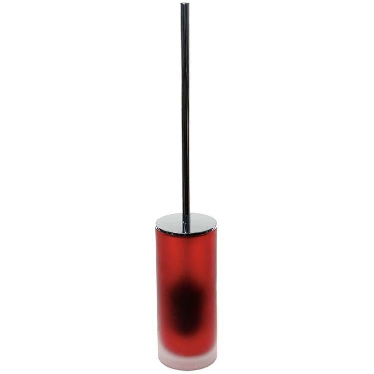 Nameeks Red Toilet Brush Holder in Glass and Polished Chrome Steel
