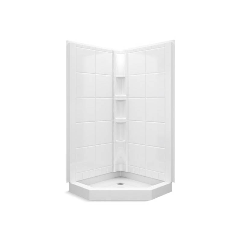 Sterling Plumbing Intrigue™ 39'' x 39'' x 79'' tile neo-angle shower with Aging in Place backerboards