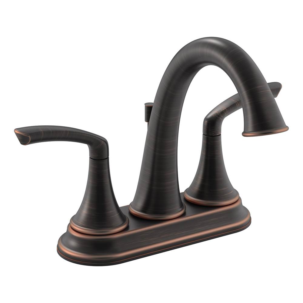 Symmons Elm 4 in. Centerset 2-Handle Bathroom Faucet with Drain Assembly in Seasoned Bronze (1.5 GPM)