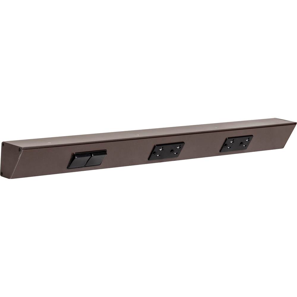 Task Lighting 24'' TR Switch Series Angle Power Strip, Left Switches, Bronze Finish, Black Switches and Receptacles