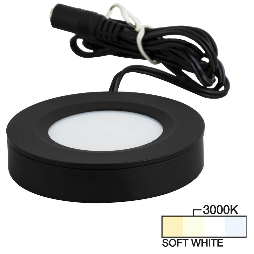 Task Lighting 180 Lumen Pearl Series Puck Light, Black 3000K Soft White