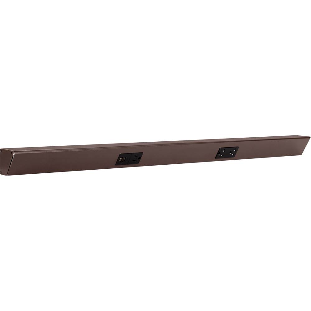 Task Lighting 36'' TR USB Series Angle Power Strip with USB, Bronze Finish, Black Receptacles
