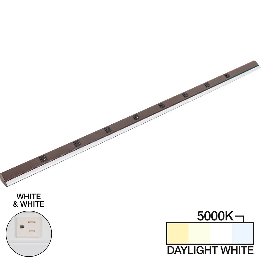 Task Lighting 72-1/2'' 3600 Lumen Remote Power RM Lighted Power Strip, White Finish, White Receptacles, 5000K Daylight White