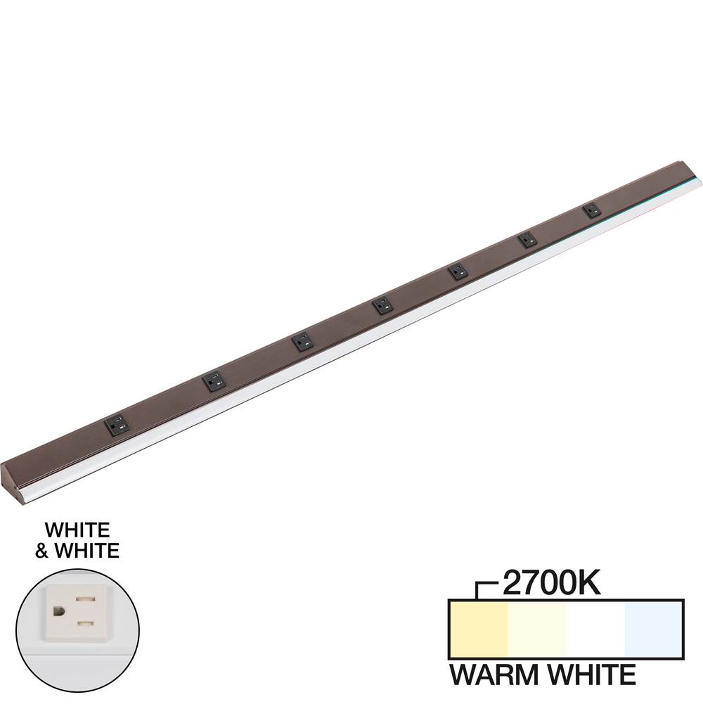 Task Lighting 60-1/2'' 3000 Lumen Remote Power RM Lighted Power Strip, White Finish, White Receptacles, 2700K Warm White
