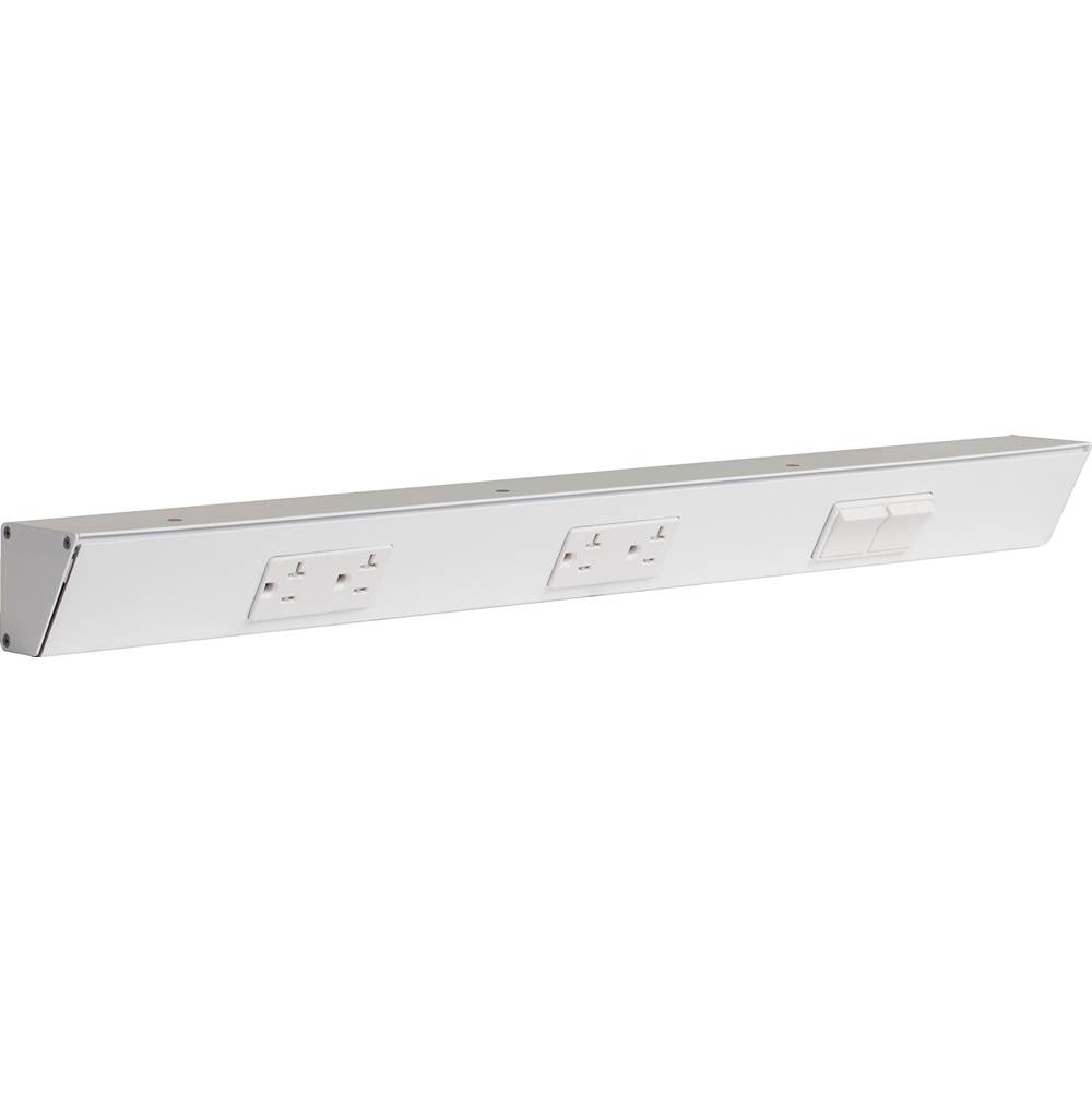 Task Lighting 24'' TR Switch Series Angle Power Strip, Right Switches, White Finish, White Switches and Receptacles