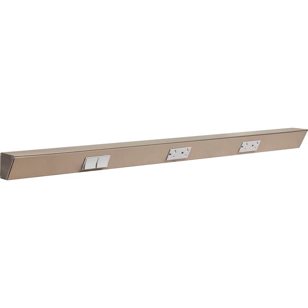 Task Lighting 36'' TR Switch Series Angle Power Strip, Left Switches, Satin Nickel Finish, Grey Switches and Receptacles