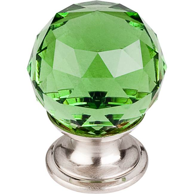 Top Knobs Green Crystal Knob 1 1/8 Inch Brushed Satin Nickel Base
