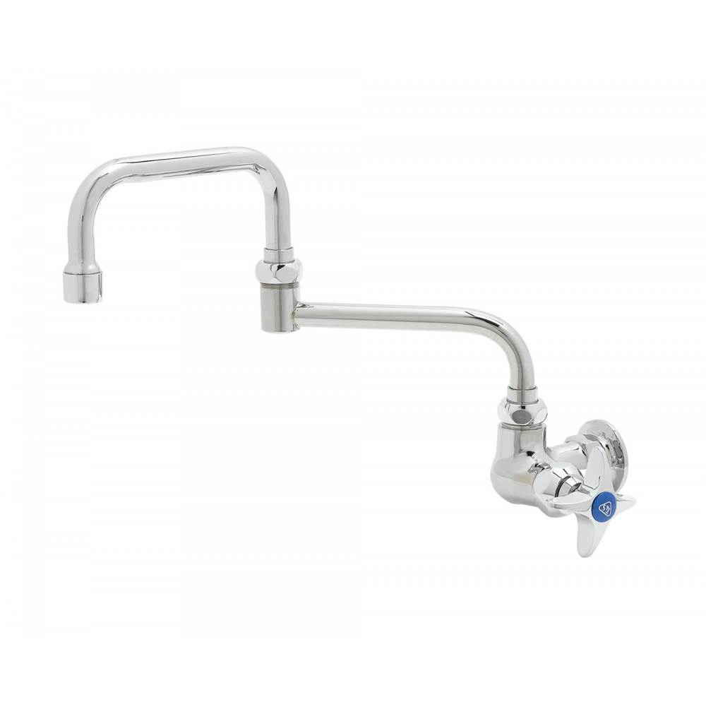 T&S Brass Single Pantry Faucet, Single Hole Base, Wall Mount, 12'' Double Joint Swing Nozzle
