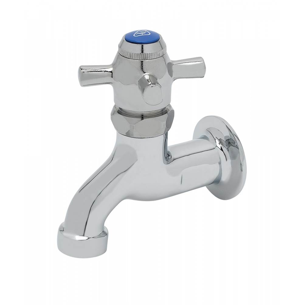 T&S Brass Sill Faucet, Self-Closing, 1/2'' NPT Female Inlet, 3-7/8'' Wall to Center of Spout