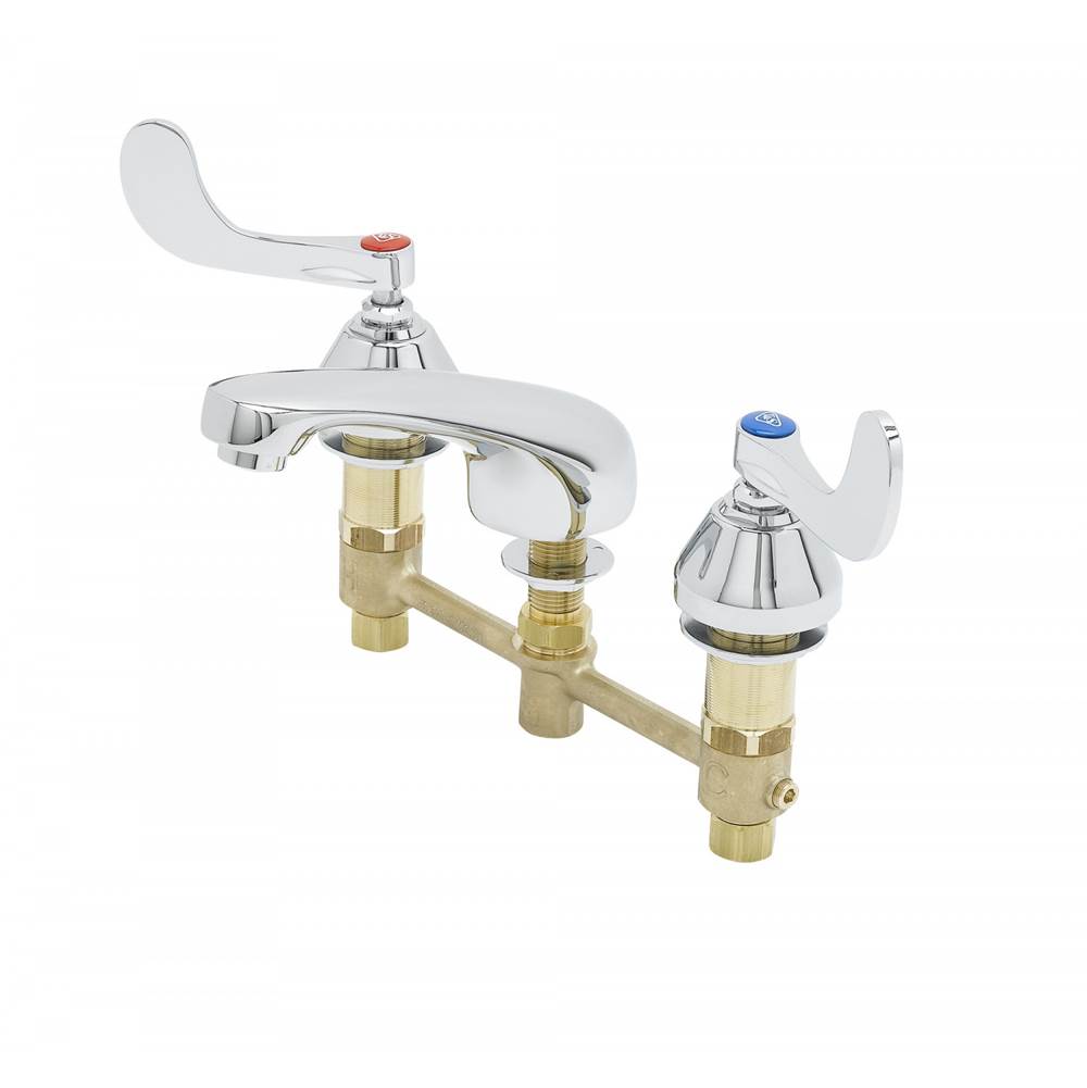T&S Brass Lavatory Faucet, Concealed Body, 8'' Centers, Cast Spout, 4'' Wrist, VR 0.5 GPM Non-Aerated