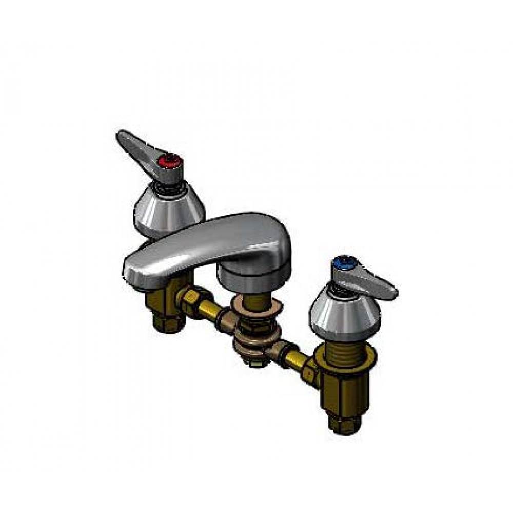 T&S Brass Lavatory Faucet, Concealed Body, Swivel Joint, 8'' Centers, Cast Spout, Lever Handles