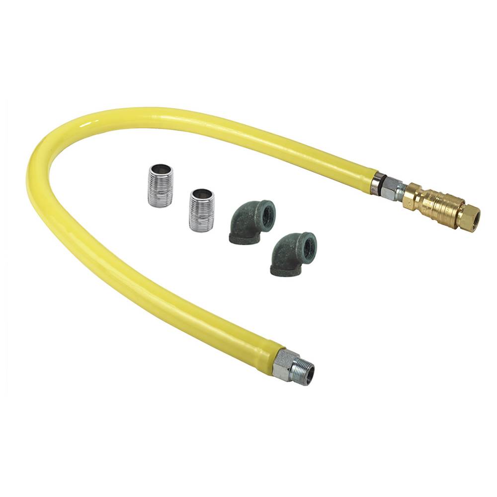 T&S Brass Gas Hose w/ Quick-Disconnect, 3/4'' NPT x 48'', Gas Elbows & Nipples