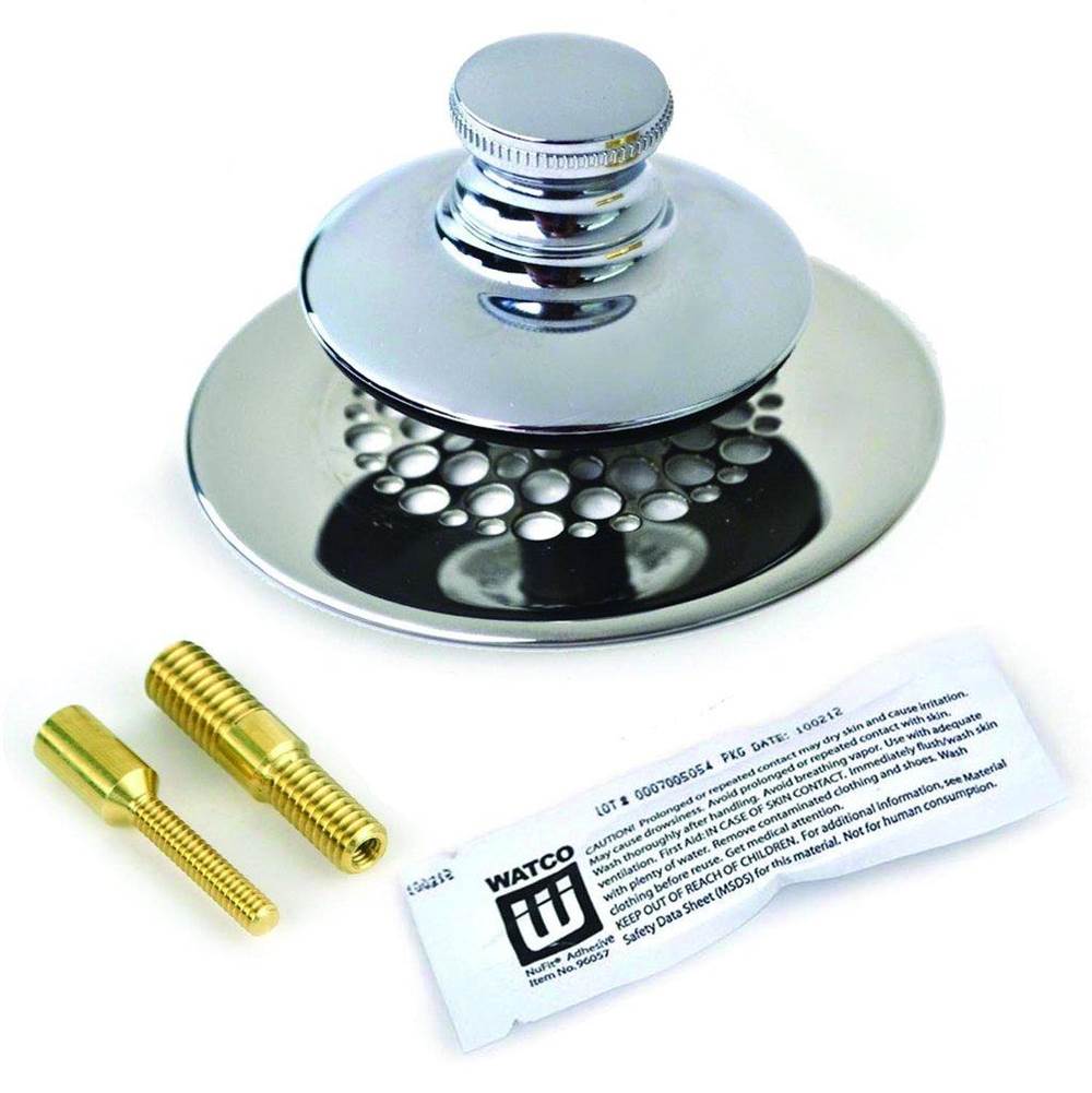 Watco Manufacturing Universal Nufit Pp Tub Closure - Silicone Chrome Plated Grid Strainer 3/8-5/16 And No.10-24 Adapter Pins