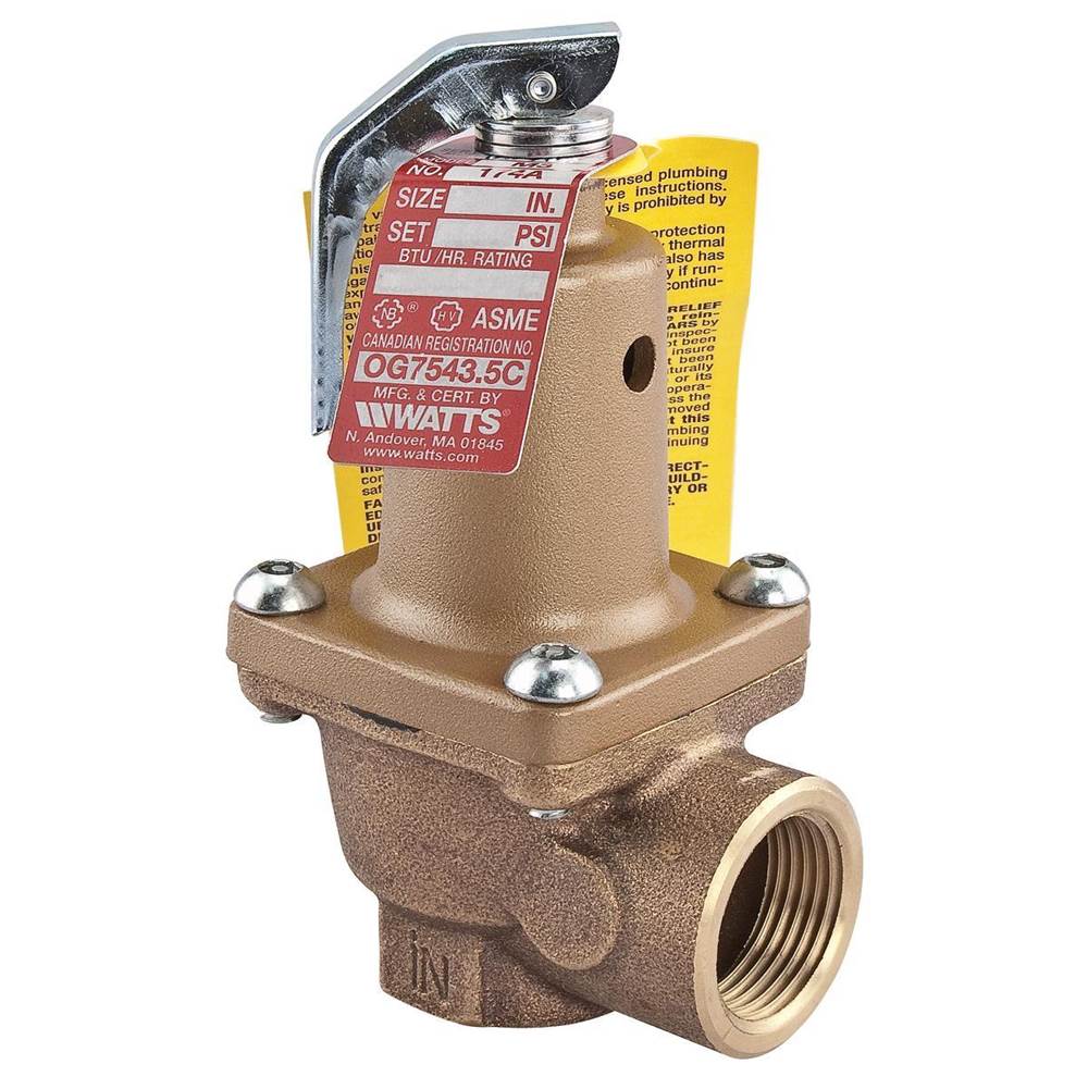 Watts 3/4 In Bronze Boiler Pressure Relief Valve, 125 psi, Threaded Female Connections