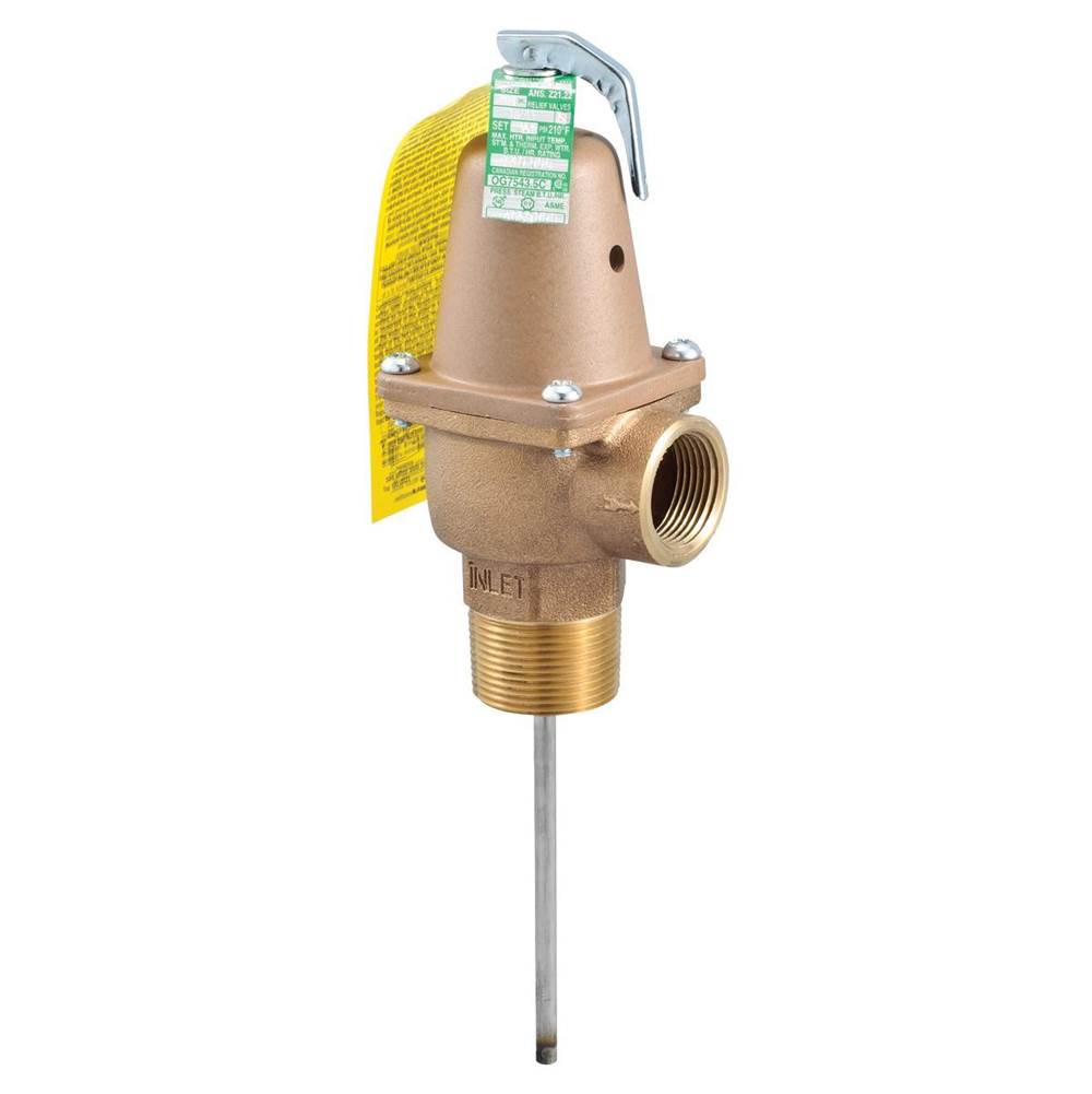 Watts 1 1/4 In Bronze Automatic Reseating Temperature And Pressure Relief Valve, 150 psi, 210 degree F, 5 In Thermostat