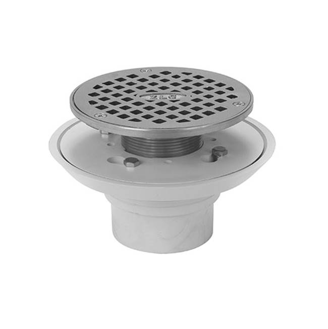 Zurn Industries 2-inch Cast-Iron No-Hub Shower Drain with 4 ¼-inch Round Stainless-Steel Strainer